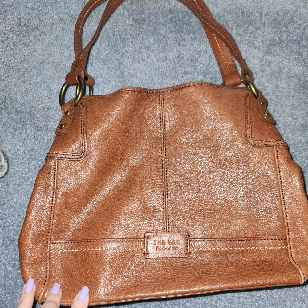 The Sak Cognac Brown Pebbled Leather Shoulder Bag